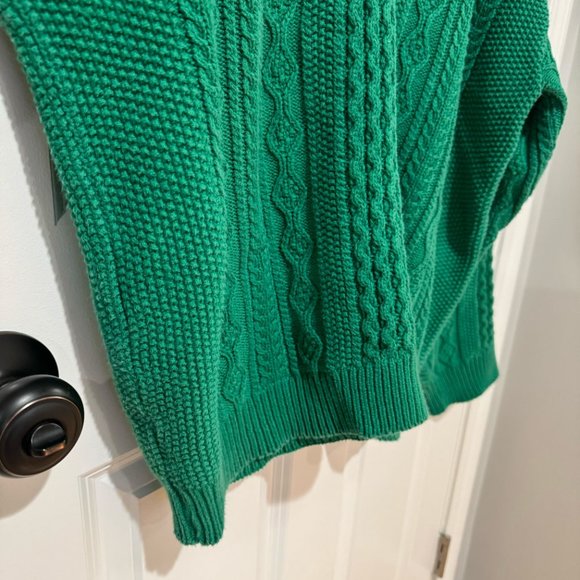 Gloucester Knitting Green Cotton Chunky Cable Knit Sweater - Size XL - Picture 7 of 8